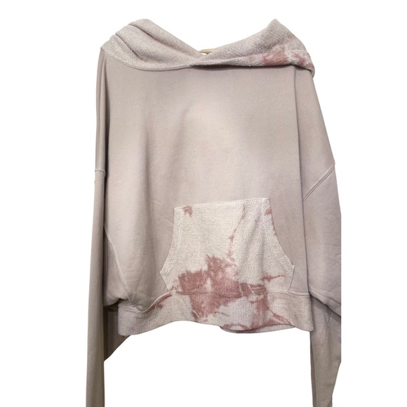 Maronie Womens Cropped Hoodie Mauve Purple Tie Dye Acid Wash MHD14185 Size M - Picture 2 of 4